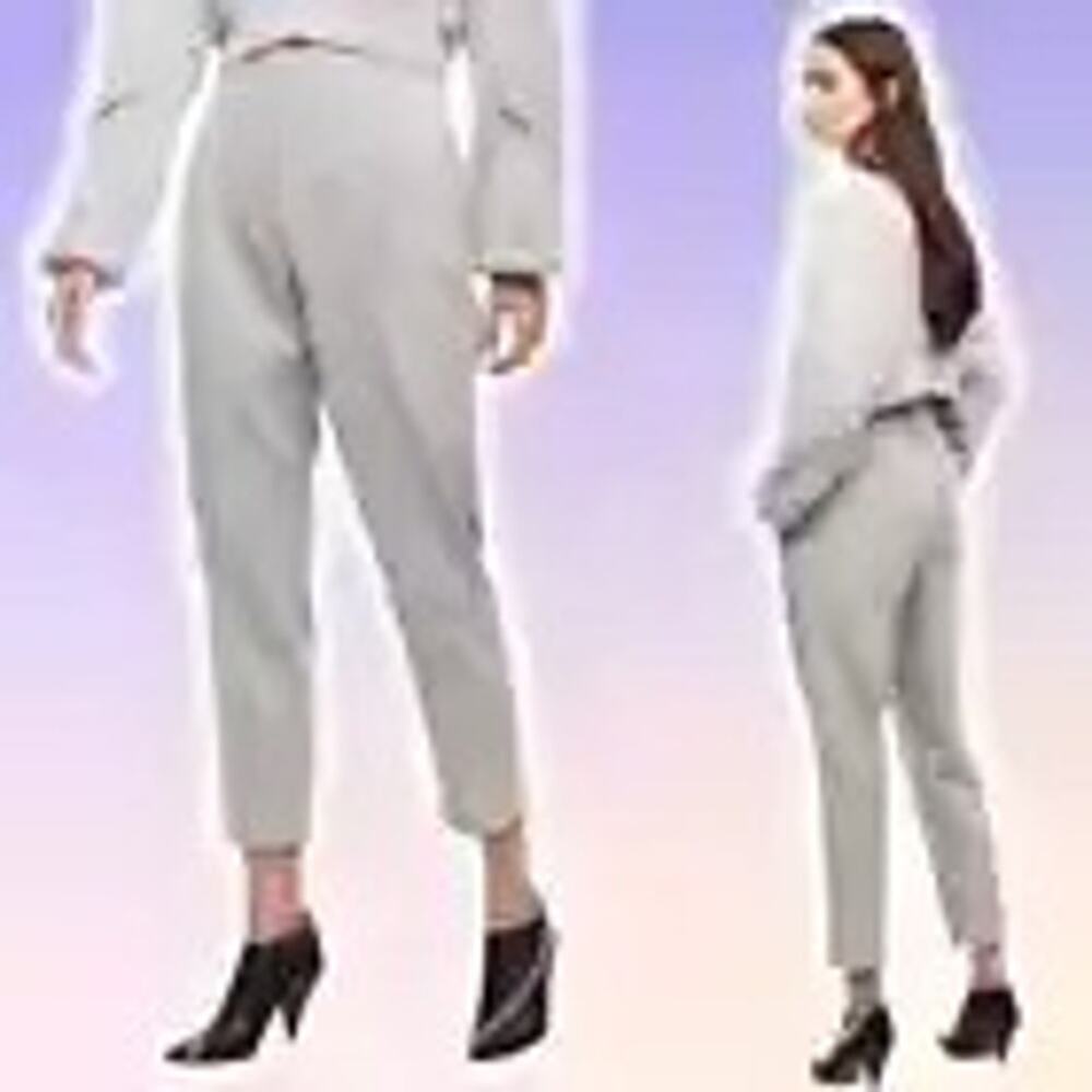 WILFRED Aritzia Chambery Wool Cashmere Blend Pleated Cropped Trouser Sz 4 Gray
